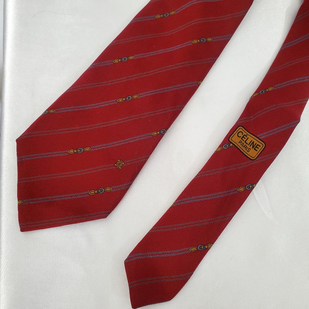 Celine Red Silk Tie